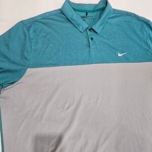 Nike Golf Mens XXL Dri-FIT Colorblock Polo Shirt Teal Grey 725527-395